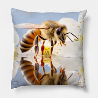 Bee Flower Nature Serene Tranquil Peace Pillow