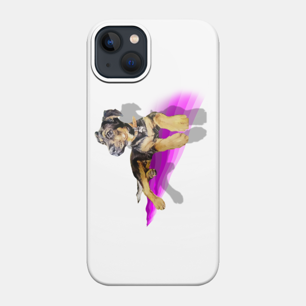 Adorable rottie puppy on a rainbow wave! - Dog - Phone Case