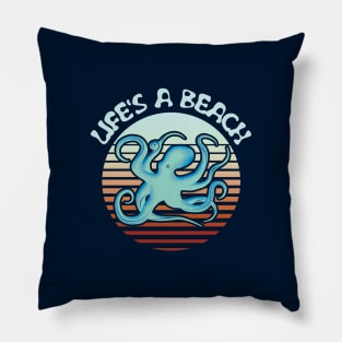 Octopus Retro Sunset - Life's a Beach Pillow