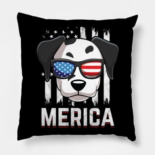 Merica Dalmatian Dog American Flag Patriotic 4th Of July Pillow