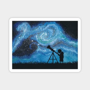 Observing the Universe ~ Watercolor Painting Magnet