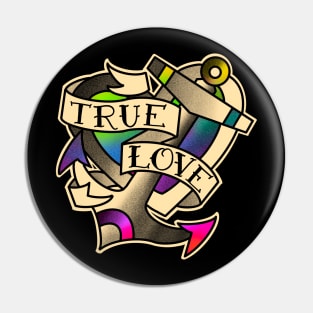 True love rainbow heart and anchor Pin