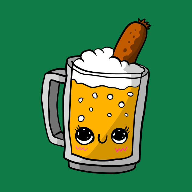 beer and sausage, Oktoberfest kawaii art. cute. by JJadx