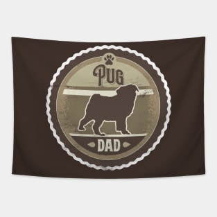 Pug Dad - Distressed Pug Silhouette Design Tapestry