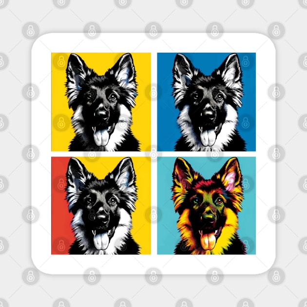 Pop Retro German Shepherd Art - Cute Puppy Magnet by PawPopArt