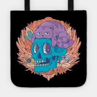 cute skull and his cat Tote