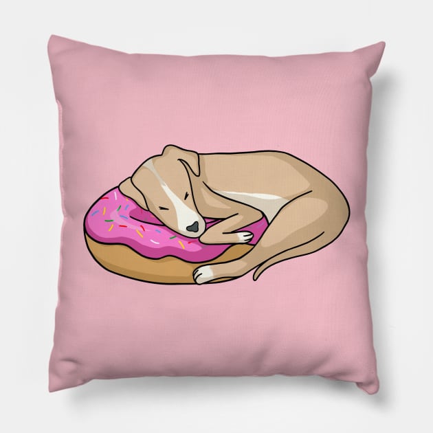 Whippet dog sleeping on donut Pillow by ballooonfish