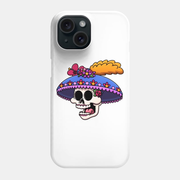 Day Of The Dead Mexican Catrina Skull Phone Case by TheMaskedTooner