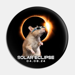 Twilight Rodent: Rat Enjoying the Eclipse Spectacle T-Shirt Design Pin