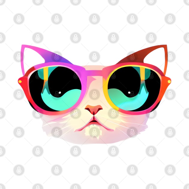 Cool Low Poly Cat wearing Sunglasses by Artist Rob Fuller