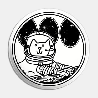 Space Captain Yellow Cat In Control Line Drawing Pin