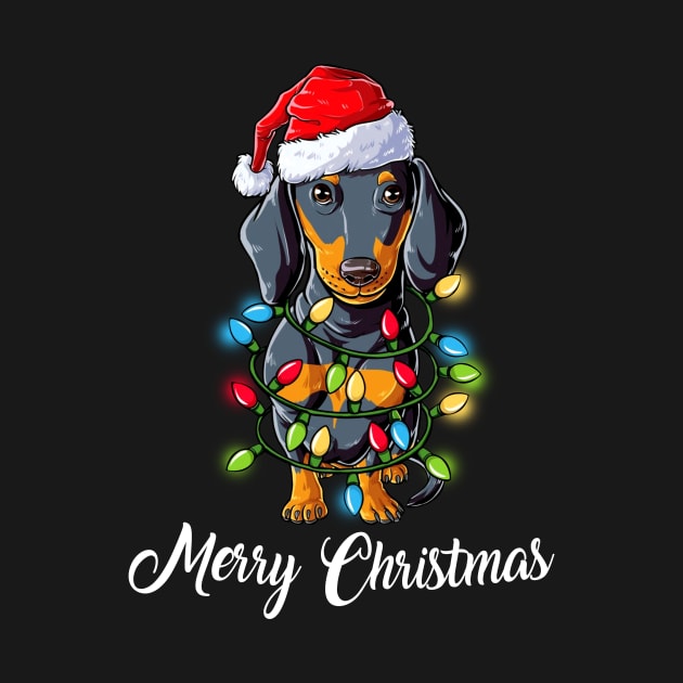 Matching Christmas Gifts Dachshund Dog Light Merry Christmas Tshirt by US GIFT