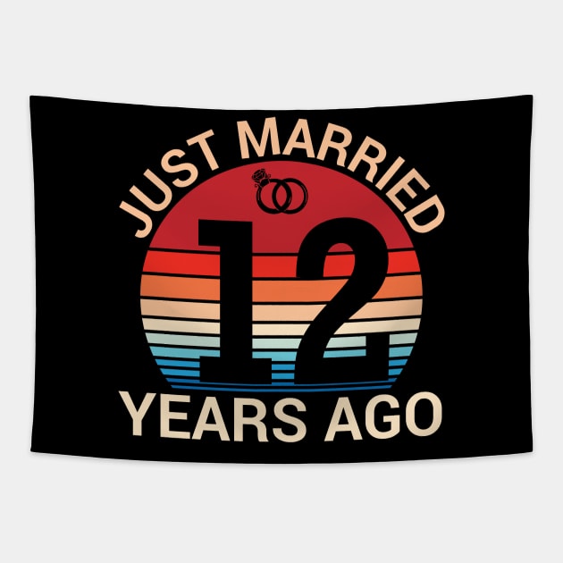 Just Married 12 Years Ago Husband Wife Married Anniversary Tapestry by joandraelliot