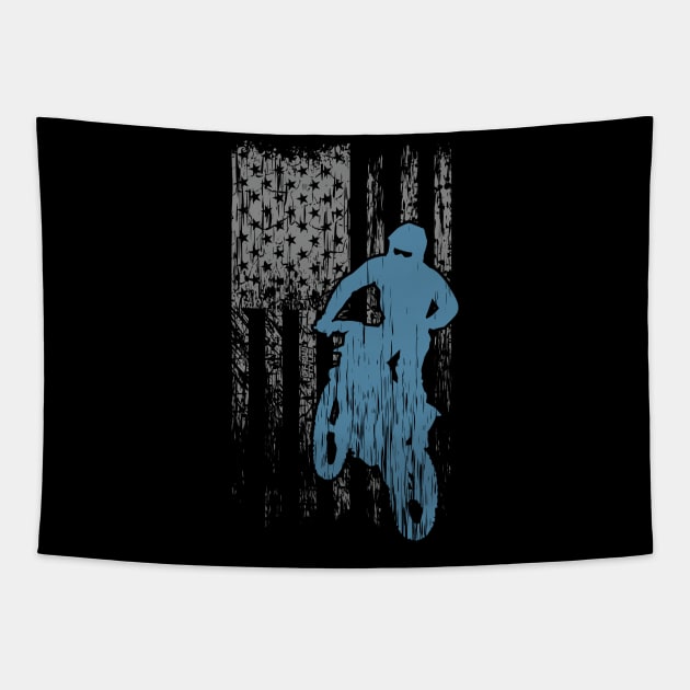 Dirtbike Flag USA Tapestry by OffRoadStyles