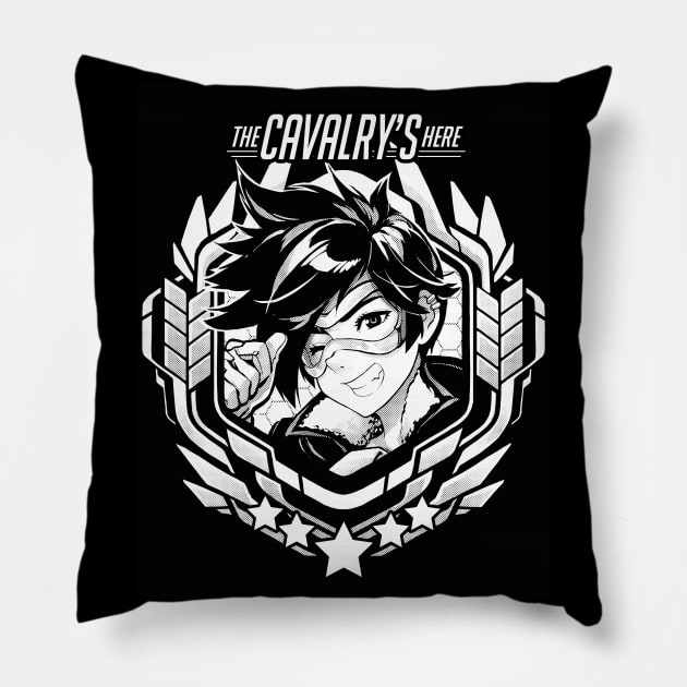 Tracer "The Cavalry's Here!" Pillow by RobotCatArt