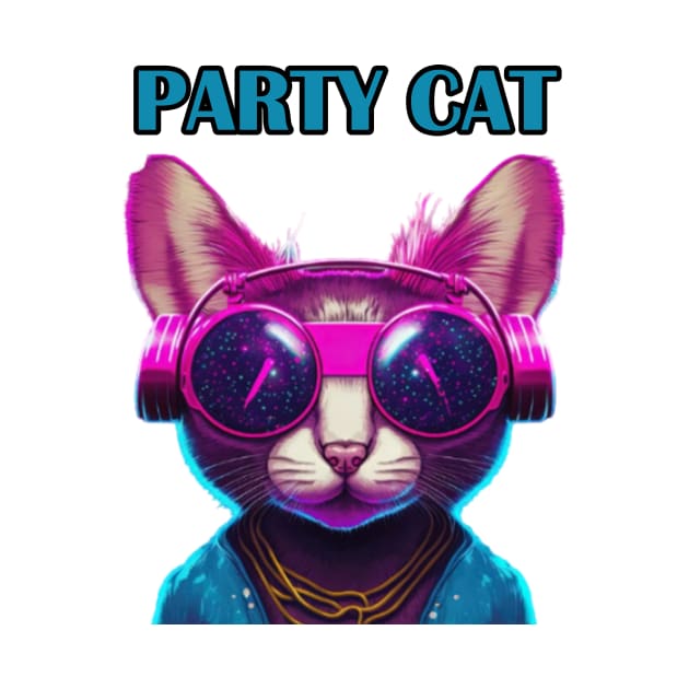Party Cat Synthwave Retro by Artsimple247