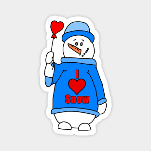 I Love Snow Snowman Magnet