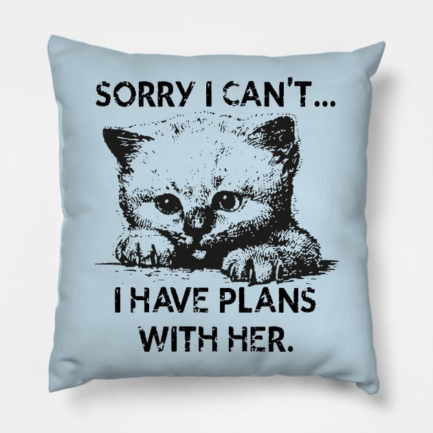 Plans With My Kitten Pillow by ckandrus