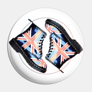 Union Jack Flag Dr Martens Boots on White Pin