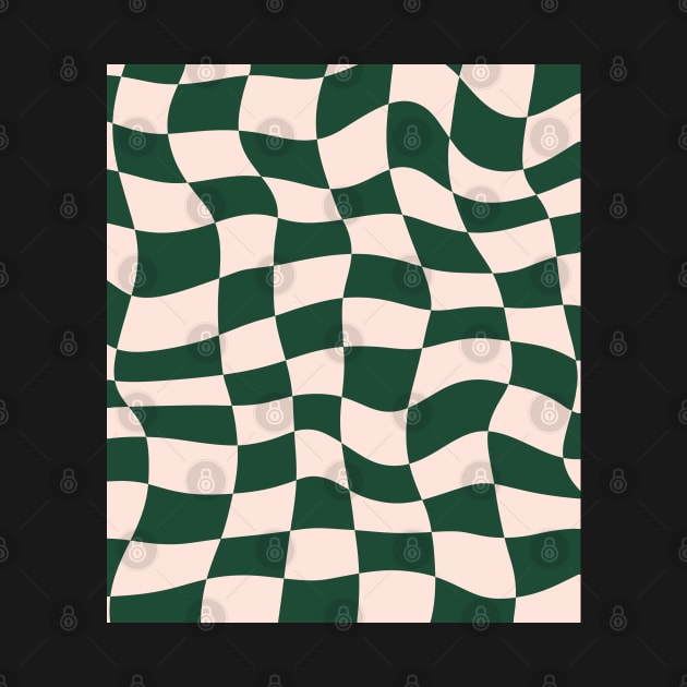 Distorted Green and Beige Check Grid by OneThreeSix