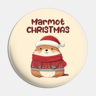 Marmot Christmas Funny Marmot Pin