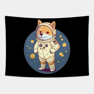 Doge Astronaut to the Moon with Dogecoin Tapestry