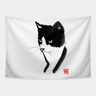 cat black and white Tapestry