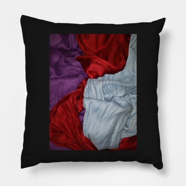 Multi coloured scarves Pillow by Kim-Pratt