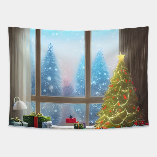 Vintage Christmas Trees For Celebration of Merry Xmas Partying at Home Introverts Tapestry by DaysuCollege