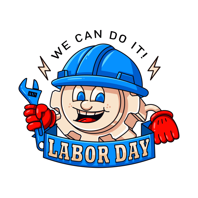 Labor Day. The Ger Machine mascot holds a wrench by Vyndesign