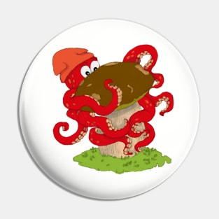 Octopus with a large mushroom Pin