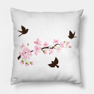 Sakura Birds Pillow