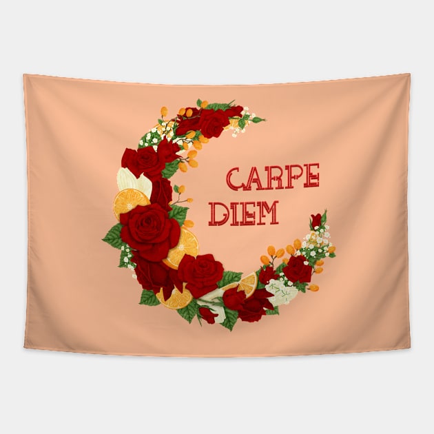 Full Bloom | Red Carpe Diem Tapestry by hisameartwork