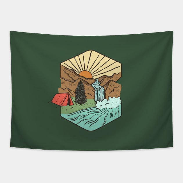 I love camping and hiking Tapestry by Spatium Natura