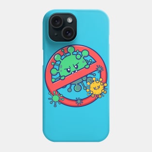 Cute Virus Cartoon With Stop Sign Cartoon (2) Phone Case