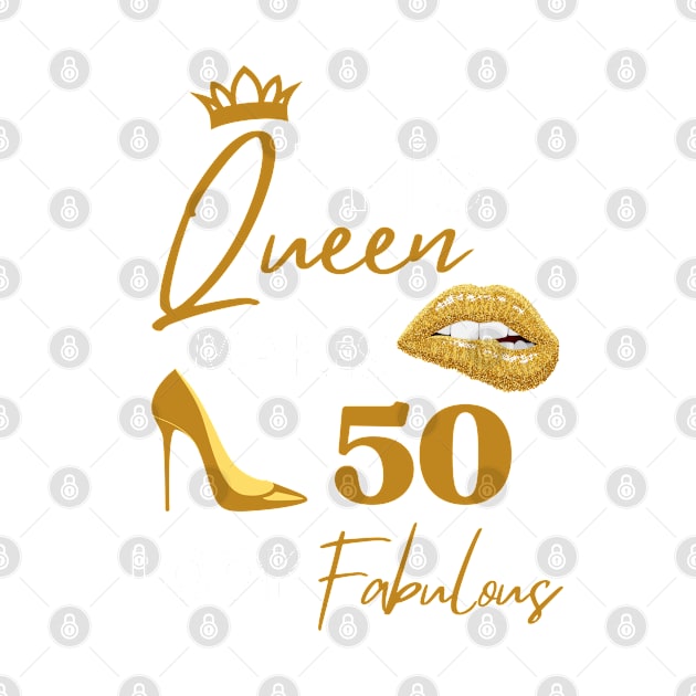 Funny Queen Birthday Quote 50th and fabulous Cool Heels fifty birthday Gift For Her by WassilArt