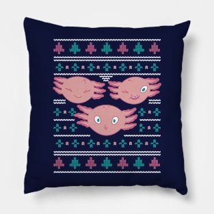 Cute Axolotl Ugly Christmas Sweater Pillow