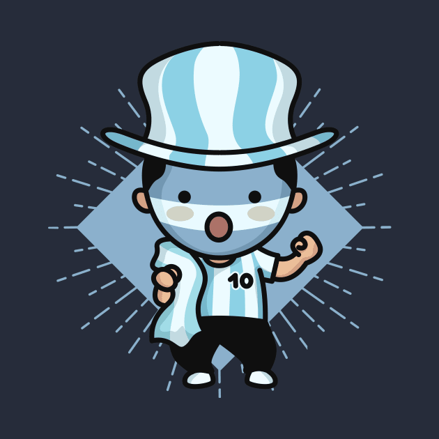 Cute Argentina Football Fan // Kawaii Cute Argentine Soccer Supporter by SLAG_Creative