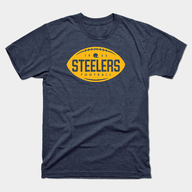 Discover Vintage Football Shape - Pittsburgh Steelers (Yellow Steelers Wordmark) - Pittsburgh Steelers - T-Shirt