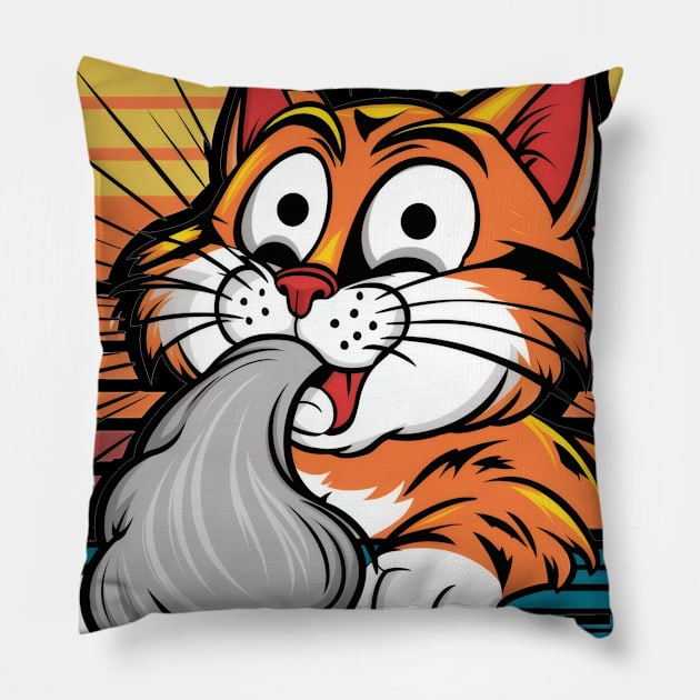 Cat coughing Pillow by SimpliPrinter