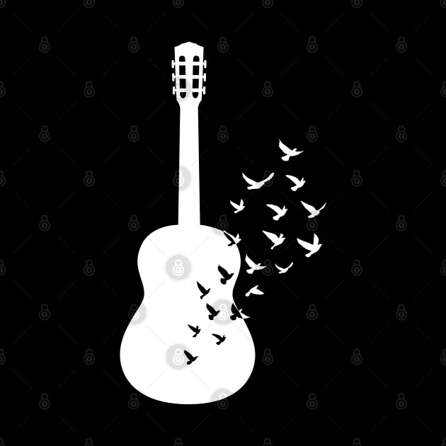 Classical Guitar Silhouette Turning Into Birds by nightsworthy