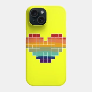 Rainbow polka-dot heart pixel shape.  Editable Phone Case