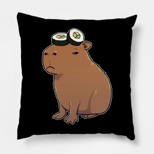 Capybara with Sushi on its head Pillow