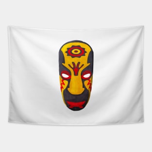 Watercolor tribal mask Tapestry