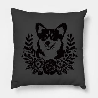 Charming Smiling Dog with Floral Wreath Cute Animal Lover Pillow