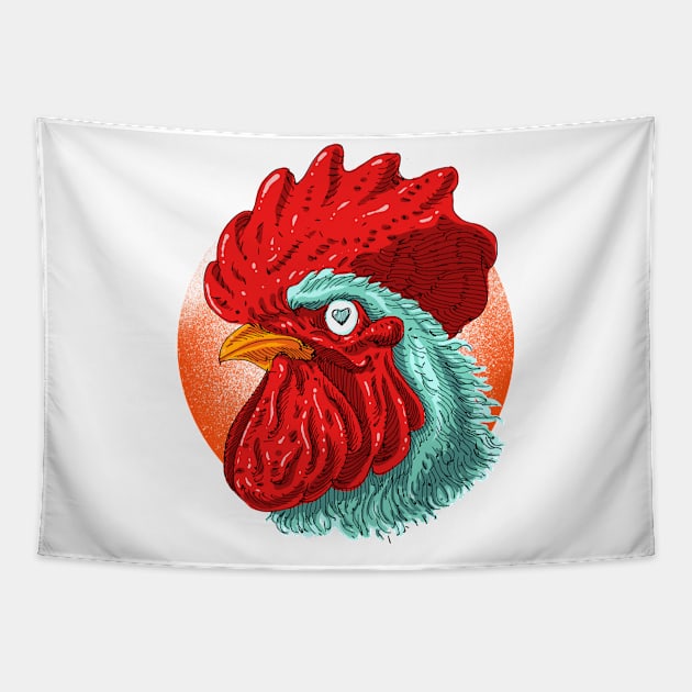 Rooster Love Tapestry by barmalisiRTB