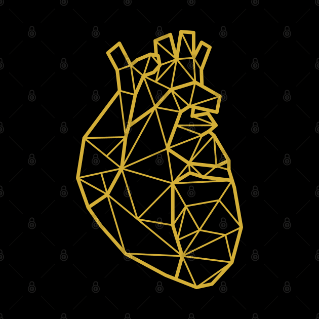 Golden Geometric Heart Version 2 by inotyler