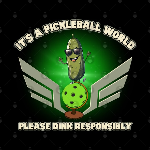 It's A Pickleball World Please Dink Responsibly by Kenny The Bartender's Tee Emporium