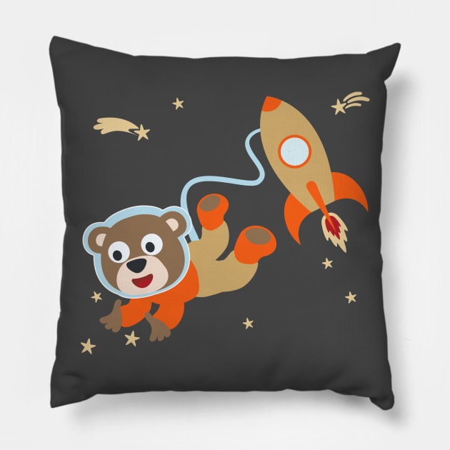 Space monkey or astronaut in a space suit with cartoon style. Pillow by KIDS APPAREL