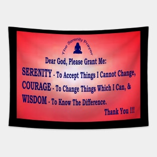 "The Serenity Prayer - Wall Art with Scattering Red Background Tapestry